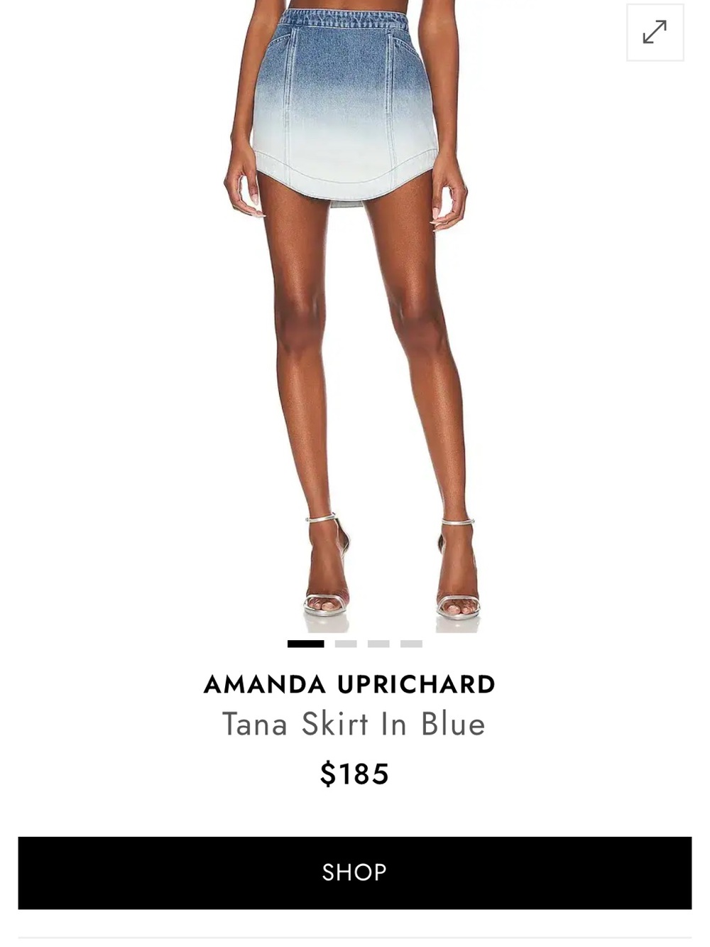 Amanda Uprichard Tana Ombre Jean Mini Skirt, NWOT SML, y2k, designer, old money